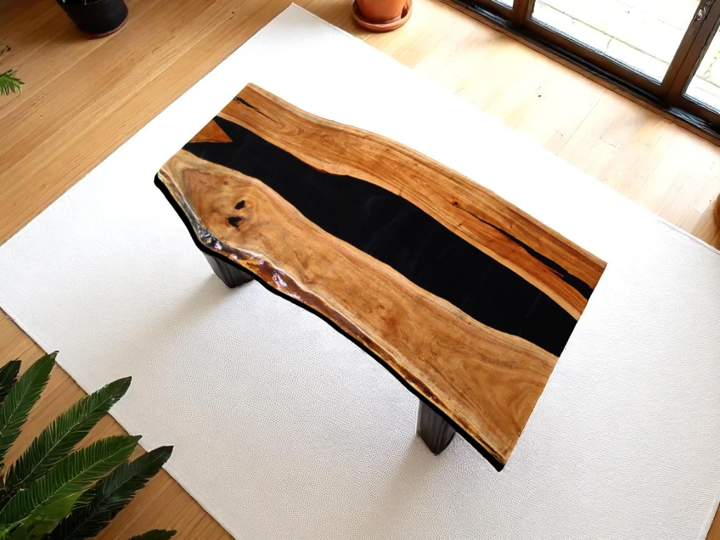 Live Edge Black Epoxy Table – Handcrafted Wood Resin Furniture